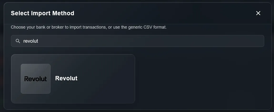 Revolut — export statement CSV