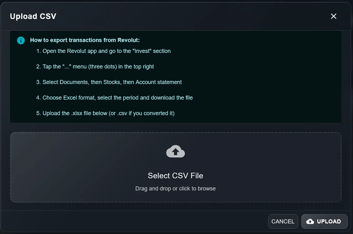 Import Revolut CSV in DonkyCapital